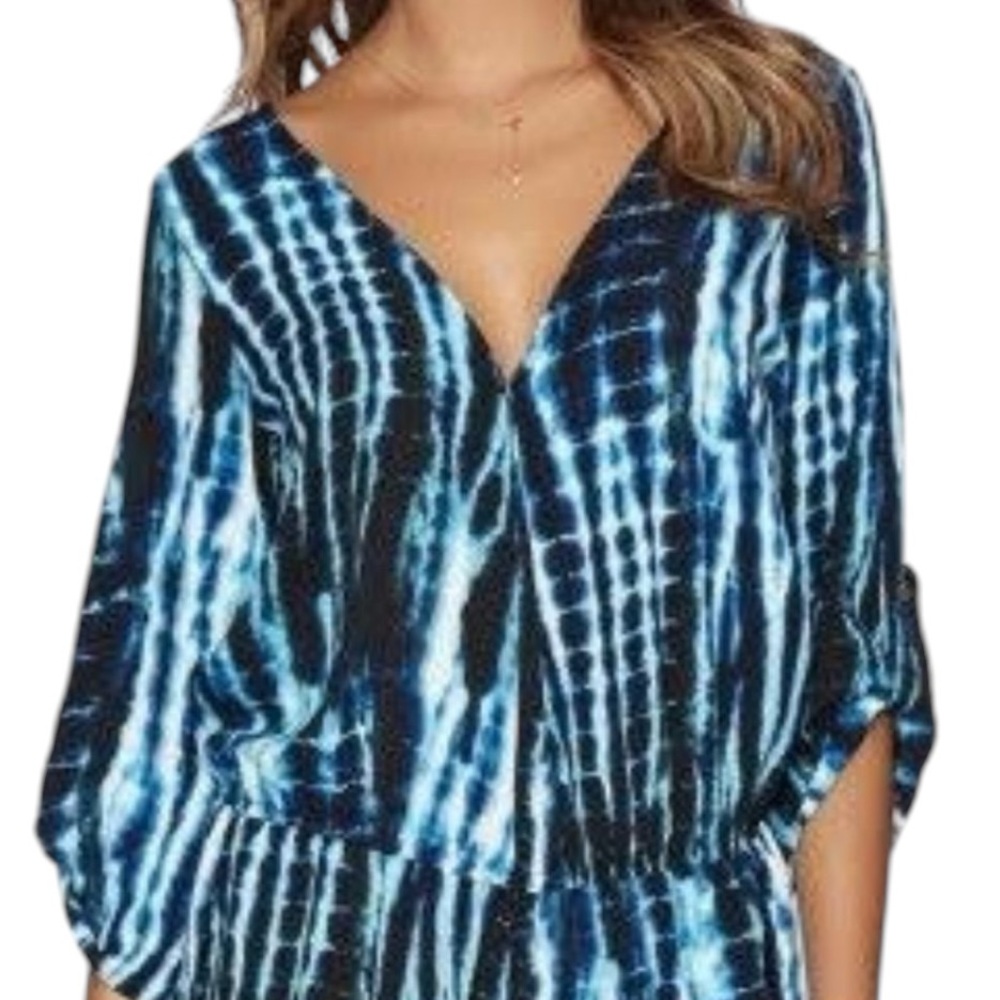Beach Bunny Making Waves Blue Tie Dye Romper - Picture 2 of 9